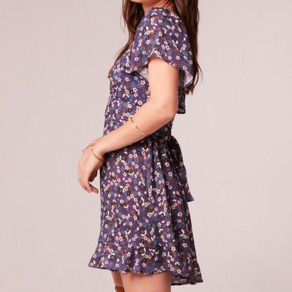 NWT B.O.G. Band of the Free Coraline Floral Crossover Mini Dress Sz. S Purple - Picture 5 of 11